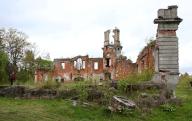 ZHYTOMYR REGION, UKRAINE - APRIL 23, 2024 - The ruins of the 20th Century Palace of the Tereshchenko family are pictured on the outskirts of Denyshi village, Zhytomyr region, northern Ukraine.(Ukrinform\/POLARIS
