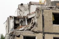 DNIPRO, UKRAINE - APRIL 25, 2024 - The apartment building at 118 Naberezhna Peremohy Street that was hit by the Russian Kh-22 missile on January 14, 2023, which killed 46 people, including 6 children, is pictured in Dnipro, central Ukraine. (Ukrinform\/POLARIS