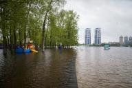 KYIV, UKRAINE - APRIL 24, 2024 - Hidropark, a recreational park, is flooded due to rising water levels in the Dnipro River, Kyiv, capital of Ukraine. (Ukrinform\/POLARIS