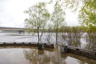 KYIV, UKRAINE - APRIL 24, 2024 - Flooded embankment of Mykilska Slobidka, Kyiv, capital of Ukraine. (Ukrinform\/POLARIS