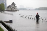 KYIV, UKRAINE - APRIL 24, 2024 - Flooded embankment of Mykilska Slobidka, Kyiv, capital of Ukraine. (Ukrinform\/POLARIS