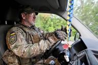 ZAPORIZHZHIA REGION, UKRAINE - APRIL 27, 2024 -A serviceman of the Steppe Wolves all-volunteer unit drives a car, Zaporizhzhia Region, southeastern Ukraine. (Ukrinform\/POLARIS