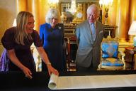 Image Licensed to i-Images / Polaris) Picture Agency. 02/05/2024. London, United Kingdom: King Charles III and Queen Camilla are presented with the Coronation Roll, an official record of their Coronation, by the Clerk of the Crown in Chancery, Antonia Romeo, at Buckingham Palace in London. ( i-Images / Polaris) 