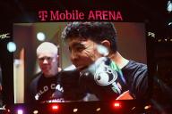 LAS VEGAS, NEVADA - MAY 04, 2024: Saul \'Canelo\' Alvarez (in black &amp; turquoise short) from Guadalajara, Mexico and Jaime Munguia (in gold &amp; white short) from Tijuana, Mexico exchange punches during their super middleweight undisputed world titles of the Premiere Boxing Championship on Saturday night at the T-Mobile Arena in Las Vegas, Nevada, United States on May 04, 2024. Canelo was victorious. (Tom Donoghue\/POLARIS