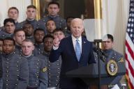 4\/5\/2024 - Washington, District of Columbia, United States of America: United States President Joe Biden presents the Commander-in-Chiefâs Trophy to the United States Military Academy Army Black Knights at the White House in Washington, DC, May 6, 2024. (Chris Kleponis \/ CNP \/ Polaris