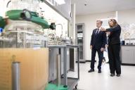 Secretary Antony J. Blinken is given a tour of synthetic biology company Antheia by co-founder Christina Smolke in Menlo Park, California, May 6, 2024. (POLARIS