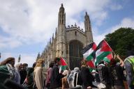 07\/05\/2024. Cambridge, United Kingdom. Pro-Palestinian protesters outside Cambridge University.Pro-Palestinian students and activists have set up encampments outside Cambridge universities (Andrew Parsons \/ Parsons Media\/POLARIS