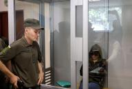 ODESA, UKRAINE - MAY 9, 2024 - Lidiia Kosykh, who is suspected of collaboration with Russia and providing information about the locations of Ukrainian defence forces, is kept in the glass-panelled box during a hearing at the Kyivskyi District Court of Odesa, southern Ukraine. (Ukrinform/POLARIS