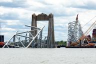Salvors with the Unified Command continue wreckage removal from the M/V DALI and surrounding area, May 11, 2024, during the Key Bridge Response 2024. Debris and wreckage removal is ongoing in support of a top priority to safely and efficiently open the Fort McHenry Channel. (POLARIS