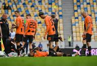 LVIV, UKRAINE - MAY 11, 2024 - Players of FC Shakhtar Donetsk are seen on the pitch during the 2023/24 Ukrainian Premier League Matchday 28 game against FC Dynamo Kyiv at the Arena Lviv, Lviv, western Ukraine. The Miners have won the 2023/24 Ukrainian Premier League title early with a seven-point gap and two rounds before the end of the championship due to the goal of Shakhtarâs midfielder Heorhii Sudakov in the 33rd minute. (Ukrinform/POLARIS