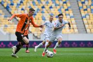 LVIV, UKRAINE - MAY 11, 2024 - Midfielder Mykola Shaparenko (R) of FC Dynamo Kyiv is seen in action with a player of FC Shakhtar Donetsk during the 2023/24 Ukrainian Premier League Matchday 28 game at the Arena Lviv, Lviv, western Ukraine. The Miners have won the 2023/24 Ukrainian Premier League title early with a seven-point gap and two rounds before the end of the championship due to the goal of Shakhtarâs midfielder Heorhii Sudakov in the 33rd minute. (Ukrinform/POLARIS