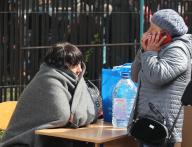 KHARKIV, UKRAINE - MAY 13, 2024 - Two women stay at a centre for people evacuated from Kharkiv region, Kharkiv, northeastern Ukraine. (Ukrinform/POLARIS