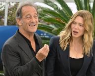 May 15, 2024 - Cannes, France: 77th International Cannes Festival / Festival de Cannes 2024. Day two. Actors Vincent Lindon (left) and Lea Seydoux (right) during a photocall for the film âSecond Act.â 15.05.2024 France, Cannes (Anatoliy Zhdanov/Kommersant. (Anatoliy Zhdanov/Kommersant / Polaris