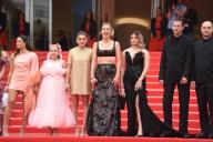 May 15, 2024 - Cannes, France: (L-R) Antonia Buresi, Alexandra Noisier, Lea Gorla, Ashley Romano, Malou Khebizi, Agathe Riedinger and Kilia Fernane attend the 