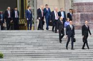 Working trip of Russian President Vladimir Putin to China. Members of the Russian delegation before the official welcoming ceremony of the Russian President at the Great Hall of the People on Tiananmen Square. 16.05.2024 China, Beijing (Peking) (Dmitry Azarov\/Kommersant\/POLARIS