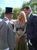 Image Licensed to i-Images / Polaris) Picture Agency. 15/05/2024. London, United Kingdom: King Charles III talking to Tess Daly and Vernon Kay at a Buckingham Palace Garden Party in London. ( i-Images / Polaris) 