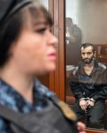 A court hearing to extend the term of arrest for eight accused of organizing the terrorist attack on March 22, 2024 in the Crocus City Hall concert hall, in the Basmanny District Court. Accused Dalerjon Mirzoev during the hearing. 16.05.2024 Russia, Moscow (Igor