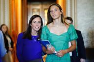 5/16/2024 - Washington, District of Columbia, United States of America: United States Senator Katie Britt (Republican of Alabama) is seen with an aide departing from votes outside the Senate Chamber in the US Capitol in Washington DC, on Thursday, May 16, 2024. (Aaron Schwartz / CNP / Polaris