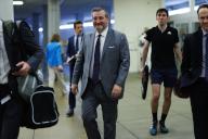 5/16/2024 - Washington, District of Columbia, United States of America: United States Senator Ted Cruz (Republican of Texas) is seen heading to votes in the Senate Subway below the US Capitol in Washington DC, on Thursday, May 16, 2024. (Aaron Schwartz / CNP / Polaris