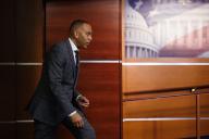 5/16/2024 - Washington, District of Columbia, United States of America: United States House Minority Leader Hakeem Jeffries (Democrat of New York) arrives for a press conference in the US Capitol in Washington DC, on Thursday, May 16, 2024. (Aaron Schwartz / CNP / Polaris