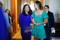 5/16/2024 - Washington, District of Columbia, United States of America: United States Senator Katie Britt (Republican of Alabama) is seen with an aide departing from votes outside the Senate Chamber in the US Capitol in Washington DC, on Thursday, May 16, 2024. (Aaron Schwartz / CNP / Polaris