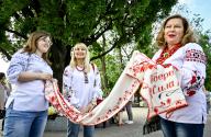ZAPORIZHZHIA, UKRAINE - MAY 16, 2024 - People take part in the World Vyshyvanka Day celebration on Festyvalna Square, Zaporizhzhia, southeastern Ukraine. (UKRINFORM/POLARIS