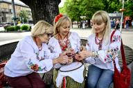 ZAPORIZHZHIA, UKRAINE - MAY 16, 2024 - Women embroider during the World Vyshyvanka Day celebration on Festyvalna Square, Zaporizhzhia, southeastern Ukraine. (UKRINFORM/POLARIS