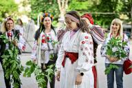 ZAPORIZHZHIA, UKRAINE - MAY 16, 2024 - People take part in the World Vyshyvanka Day celebration on Festyvalna Square, Zaporizhzhia, southeastern Ukraine. (UKRINFORM/POLARIS