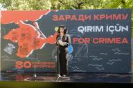 KYIV, UKRAINE - MAY 17, 2024 - Permanent Representative of the President of Ukraine in the ARC Tamila Tasheva speaks at the opening of the exhibition "Qirim Icun / For the Sake of Crimea" dedicated to the Day of Remembrance of the Crimean Tatar Genocide at the Mission of the President of Ukraine in the Autonomous Republic of Crimea, Kyiv, capital of Ukraine. (Ukrinform/POLARIS