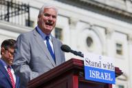 May 16, 2024 - Washington, DC, United States: United States Representative Tom Emmer (Republican of Minnesota) gives remarks regarding the Israel Security Act, on the House Steps of the US Capitol in Washington DC, on Thursday, May 16, 2024. (Aaron Schwartz / CNP / Polaris