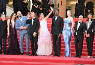 77th International Cannes Film Festival / Festival de Cannes 2024. Day four. From left to right: actors Willem Dafoe, Emma Stone, director Yorgos Lanthimos, actors Jesse Plemons, Margaret Qualley, Mamoudou Athie and Hunter Schafer at the premiere of Kindness. 17.05.2024 France, Cannes (Anatoliy Zhdanov/Kommersant/POLARIS
