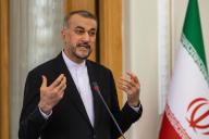 November 23, 2022 - Tehran, Iran: Foreign minister of Iran Hossein Amir-Abdollahian during a press conference. (Arash Khamooshi/Polaris