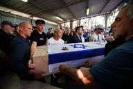 May 19, 2024 - Srigim, Israel: The funeral of Shani Louk, 23, who was murdered on October 7 at the Nova music festival and whose body was taken to Gaza by Hamas terrorists. A few days ago her body was found in Rafah, along with two other dead Israeli hostages â seven months after the tattoo artist was kidnapped from the festival and then paraded half-naked through Gaza on Oct. 7, turning her into an international symbol of Hamasâ savagery. The Israeli military announced May 17 that troops found Shani and the bodies of Amit Buskila, 28, and Itzik Gelernter, 58, during an overnight operation in Hamasâ last remaining stronghold city. (Ziv Koren/Polaris