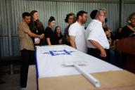 May 19, 2024 - Srigim, Israel: The funeral of Shani Louk,23, who was murdered on October 7th in the Nova festival. Her body was taken to Gaza. A few days ago her body was returned to Israel by the IDF forces. By her coffin on the left are Shani
