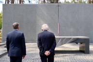 KYIV, UKRAINE - MAY 19, 2024 - Temporary Acting Minister of Culture and Information Policy of Ukraine Rostyslav Karandieiev (L) and Ambassador of the Republic of Poland to Ukraine Jaroslaw Guzy face the memorial at the Polish Military Cemetery at the Bykivnia Graves National Historical and Memorial Reserve on the Day of Remembrance of the Victims of Political Repressions, Kyiv, capital of Ukraine. (UKRINFORM/POLARIS
