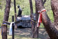 KYIV, UKRAINE - MAY 19, 2024 - The monument to the repressed is situated at the Bykivnia Graves National Historical and Memorial Reserve on the Day of Remembrance of the Victims of Political Repressions, Kyiv, capital of Ukraine. (UKRINFORM/POLARIS