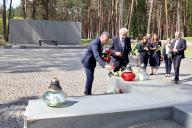 KYIV, UKRAINE - MAY 19, 2024 - Temporary Acting Minister of Culture and Information Policy of Ukraine Rostyslav Karandieiev and Ambassador of the Republic of Poland to Ukraine Jaroslaw Guzy (L to R) visit the Polish Military Cemetery at the Bykivnia Graves National Historical and Memorial Reserve on the Day of Remembrance of the Victims of Political Repressions, Kyiv, capital of Ukraine. (UKRINFORM/POLARIS