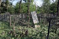 KHARKIV, UKRAINE - MAY 19, 2024 - A local cemetery is damaged by Russian shelling, Kharkiv, northeastern Ukraine. (UKRINFORM/POLARIS