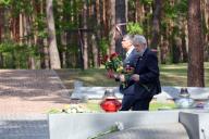KYIV, UKRAINE - MAY 19, 2024 - Temporary Acting Minister of Culture and Information Policy of Ukraine Rostyslav Karandieiev and Ambassador of the Republic of Poland to Ukraine Jaroslaw Guzy (front) visit the Bykivnia Graves National Historical and Memorial Reserve on the Day of Remembrance of the Victims of Political Repressions, Kyiv, capital of Ukraine. (UKRINFORM/POLARIS