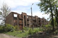 CHASIV YAR, UKRAINE - MAY 18, 2024 - An apartment block is damaged by Russian shelling, Chasiv Yar, Donetsk region, eastern Ukraine. (Ukrinform/POLARIS