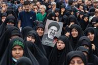 May 20, 2024 - Tehran, Iran: Mourners have gathered in Vali-e-Asr square in downtown Tehran to pray and pay their respect for President Ebrahim Raisi after a helicopter he was flying in along with seven others crashed killing all on board, including the country