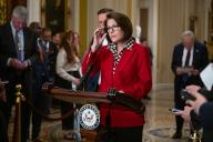 5/21/2024 - Washington, District of Columbia, United States of America: United States Senator Catherine Cortez Masto (Democrat of Nevada) speaks at a weekly post-luncheon press conference in the US Capitol in Washington, D.C. on Tuesday, May 21, 2024. (Annabelle Gordon / CNP / Polaris