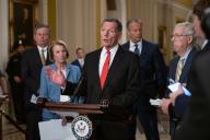 5/21/2024 - Washington, District of Columbia, United States of America: United States Senator John Barrasso (Republican of Wyoming) speaks at a weekly post-luncheon press conference in the US Capitol in Washington, D.C. on Tuesday, May 21, 2024. (Annabelle Gordon / CNP / Polaris