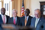 5\/22\/2024 - Washington, District of Columbia, United States of America: Kenyan President William Ruto meets with United States Senate Majority Leader Chuck Schumer (Democrat of New York), United States Senate Minority Leader Mitch McConnell (Republican of Kentucky) and other Senators in the US Capitol in Washington, D.C. on Wednesday, May 22, 2024. (Annabelle Gordon \/ CNP \/ Polaris