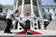 5\/22\/2024 - Washington, District of Columbia, United States of America: Workers make a final preparation on the South Portico before US President Joe Biden will welcome President William Ruto of Kenya to the White House in Washington on May 22, 2024. (Yuri Gripas \/ CNP \/ Polaris