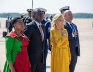 First lady Jill Biden, right, greets Kenya