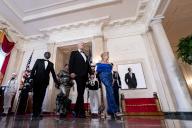 May 23, 2024 - Washington, DC, United States: William Ruto, Kenyaâs president, from left, Rachel Ruto, Kenyaâs first lady, US President Joe Biden, and First Lady Jill Biden at the Grand Staircase of the White House ahead of a state dinner in Washington, DC, US, on Thursday, May 23, 2024. An American president is hosting a state visit for an African leader for the first time in 16 years, as the worldâs biggest economy struggles to build influence on a continent forging closer relations beyond Washingtonâs top competitors China and Russia. (Al Drago / CNP / Polaris