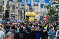 May 31, 2024. London, United Kingdom: Champions League Final Fan Zone Regent St.. Fans flock to fan zone set up on Regent Street ahead of Champions League Final at Wembley between Borussia Dortmund, and Real Madrid (Martyn Wheatley / i-Images / Polaris