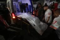 Bodies of Palestinians, were killed in the Israeli attack, are brought to Al Aqsa Hospital in Gaza, on June 02, 2024. Palestinians killed and due to an airstrikes conducted by the Israeli army on Bureij refugee camp in central Gaza Strip. (Omar Ashtawy apaimages/APAImages/Polaris