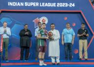 Mumbai City FC wins ISL 2023-24 Championship Cup in style by defeating Mohunbagan Super Giant in 3-1 margin at Kolkata\'s iconic salt lake stadium. Jason Cummings scored for Mohun Bagan while Jorge Pereyra Diaz, Bipin Singh and Jakub Votjus secured the Championship for the Islanders (MCFC) (Photo by Amlan Biswas\/Pacific Press
